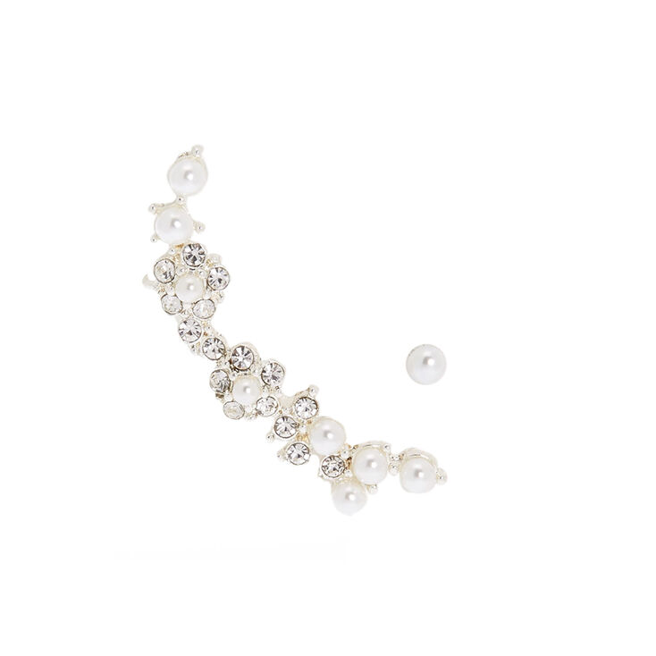 Pearl Mismatched Crawler Earring Set | Claire's