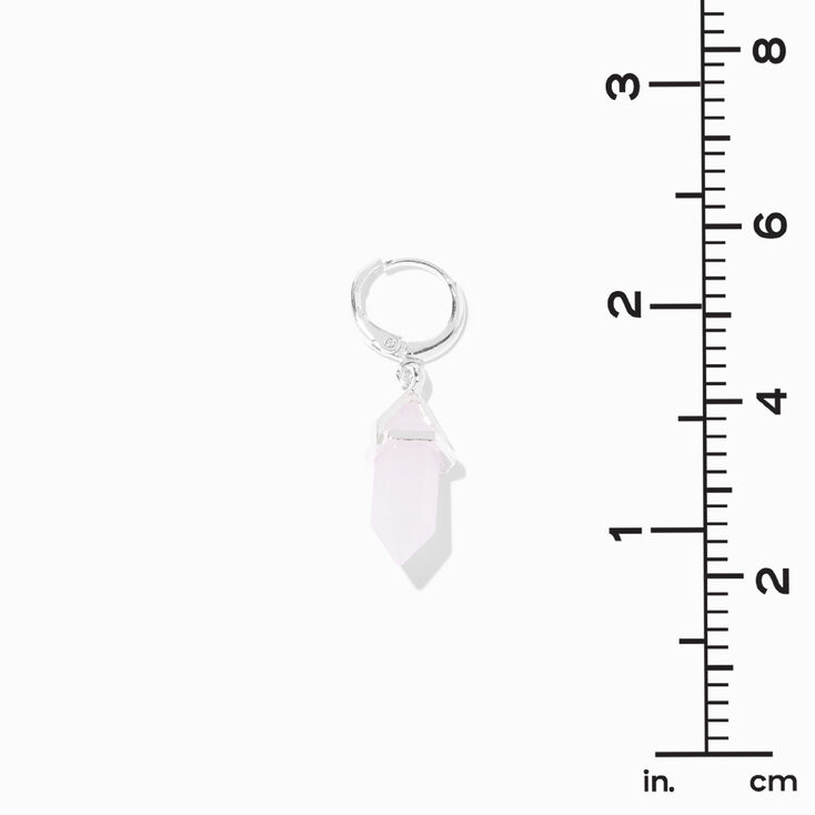 Pink Mystical Gem 10mm Huggie Hoop Drop Earrings,