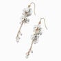 Gold-tone Mini White Flower Linear Drop Earrings ,