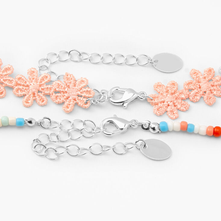 Pink Daisy Crochet &amp; Seed Bead Choker Necklaces &#40;2 Pack&#41;,
