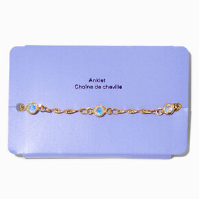 Gold-tone AB Crystal Chain Anklet ,