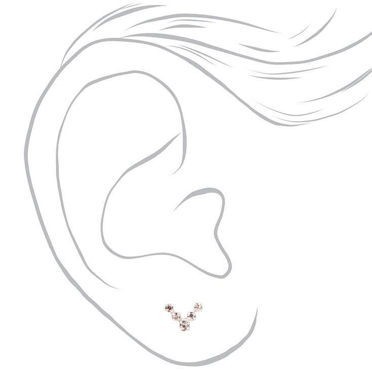 Sterling Silver One Crystal Arrow Stud Earring,