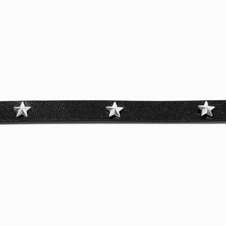 Silver Star Black Ribbon Choker Necklace,