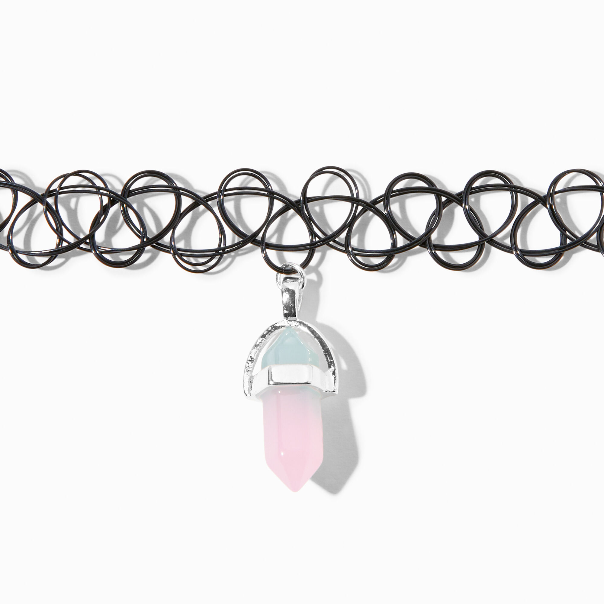 View Claires ColourChanging Mystical Gem Pendant Tattoo Choker Necklace Black information