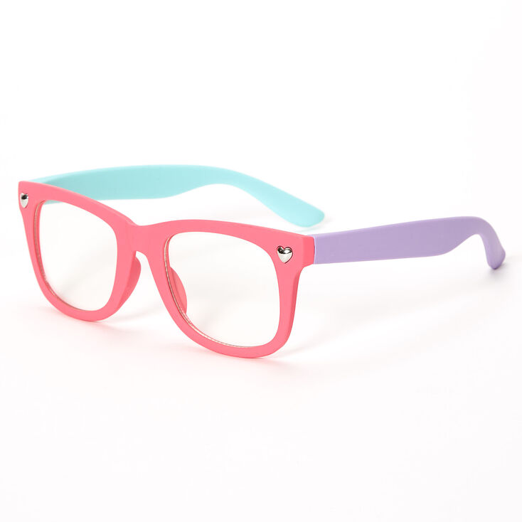 Claire&#39;s Club Retro Pastel Color Block Clear Lens Frames,