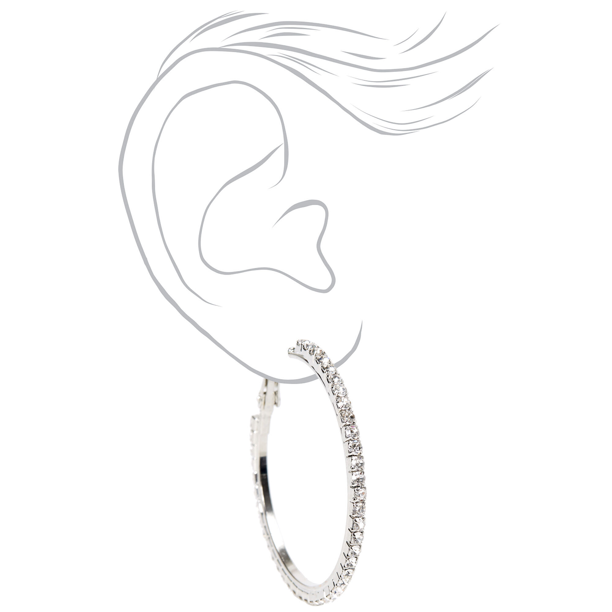 Silver 40MM Glitter Hoop Earrings,