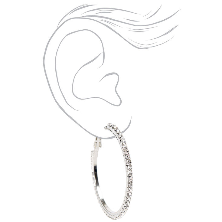 Silver 40MM Glitter Hoop Earrings,