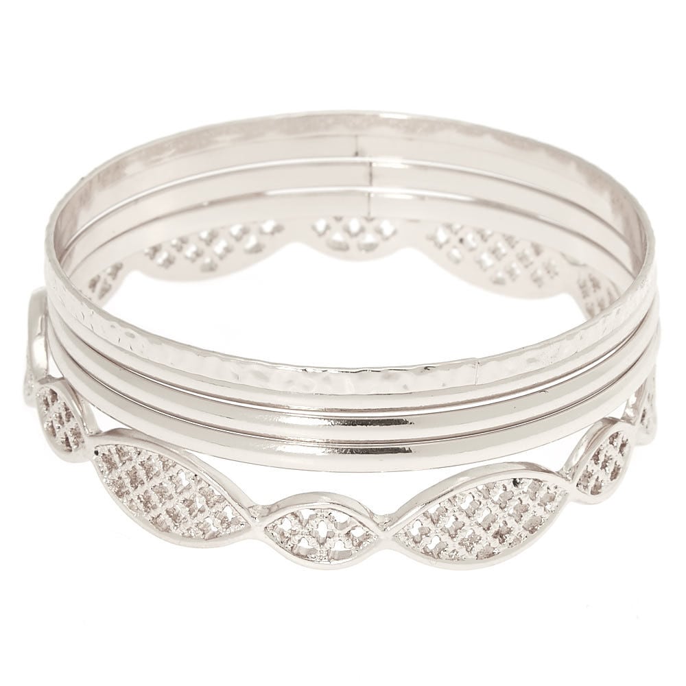 Silver Filigree Bangle Bracelets 5 Pack Claire s