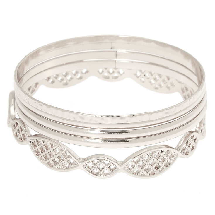 Silver Filigree Bangle Bracelets - 5 Pack,