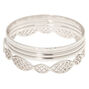 Silver Filigree Bangle Bracelets - 5 Pack,