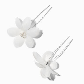 &Eacute;pingles &agrave; cheveux en mousseline fleurs blanches - Lot de 2,