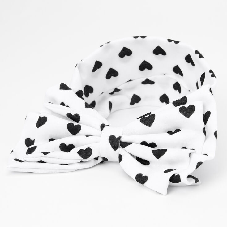 Claire's Bandeau à nœud cœurs à pois Claire's Club - Blanc