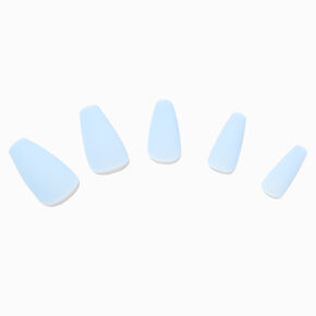 Faux ongles vegan squareletto bleu clair au fini mat - Lot de 24,