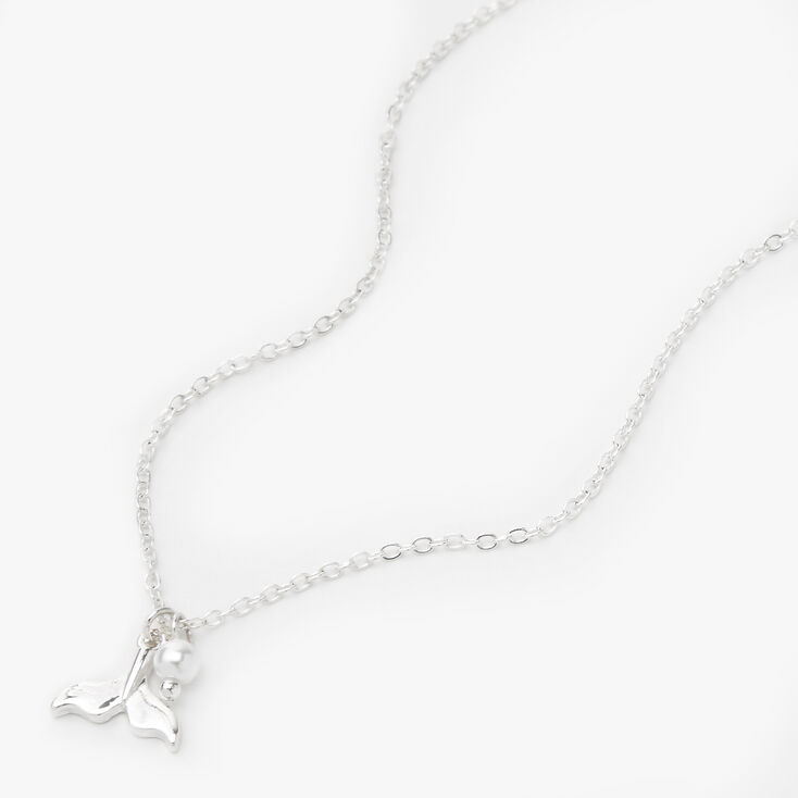 Silver Whale Tail Pendant Necklace,