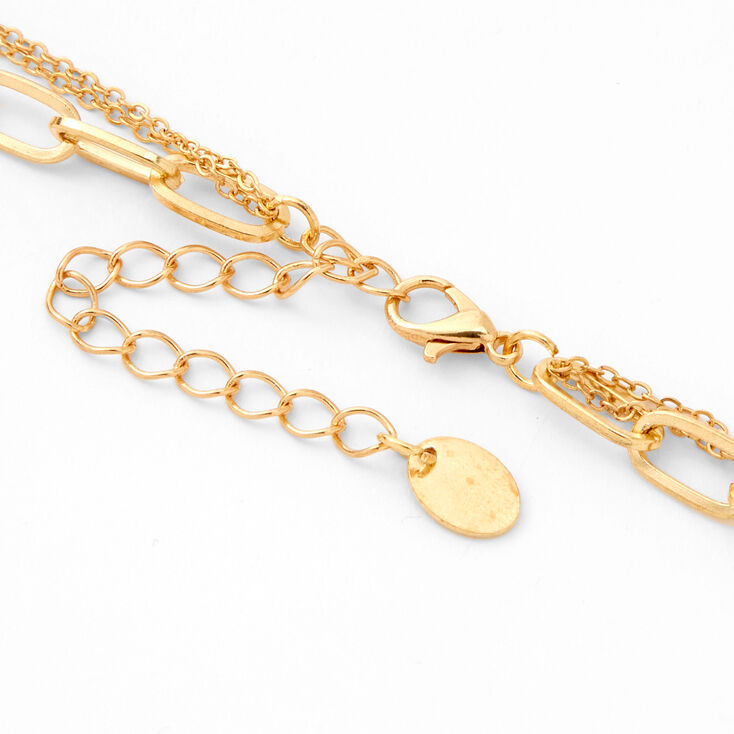 Gold Interlocking Hearts Multi Strand Necklace,