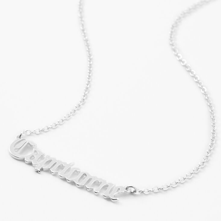 Collier &agrave; pendentif signe du zodiaque gothique couleur argent&eacute;e - Capricorne,
