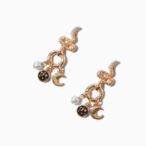 Gold-tone Snake Charm Drop Earrings,