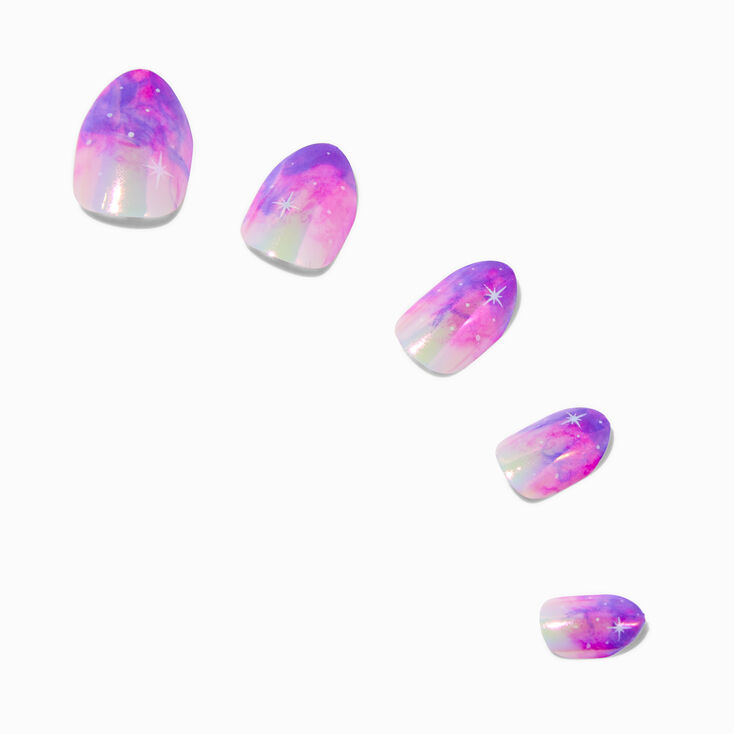 Chrome Galaxy Stiletto Press On Vegan Faux Nail Set - 24 Pack,