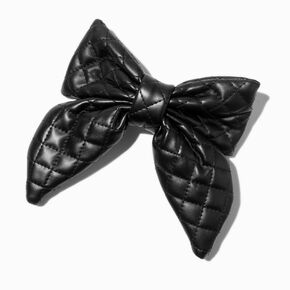 Black Puffy Quilted Hair Bow Clip,