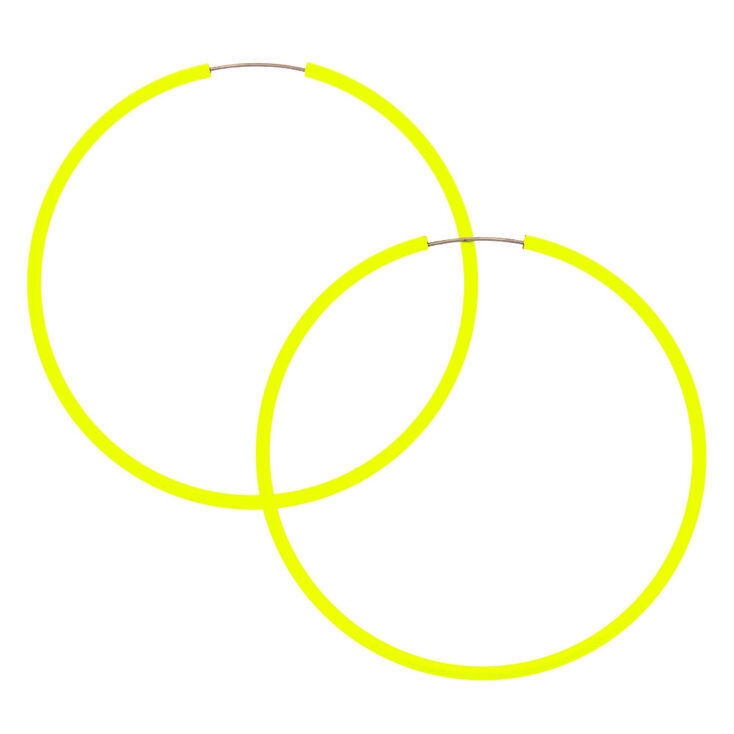 40MM Neon Hoop Earrings -  Yellow,