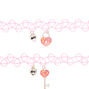 Best Friends Lock &amp; Key Tattoo Choker Necklaces - Pink, 2 Pack,