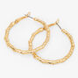 Gold 40MM Twisted Textured Hoop Earrings,