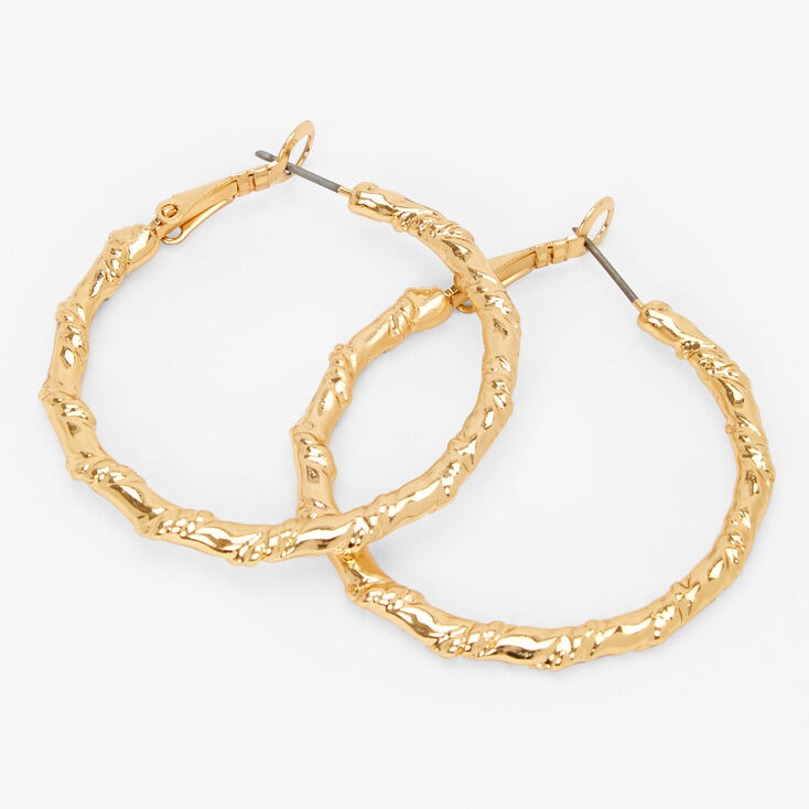 Gold 40MM Twisted Textured Hoop Earrings,