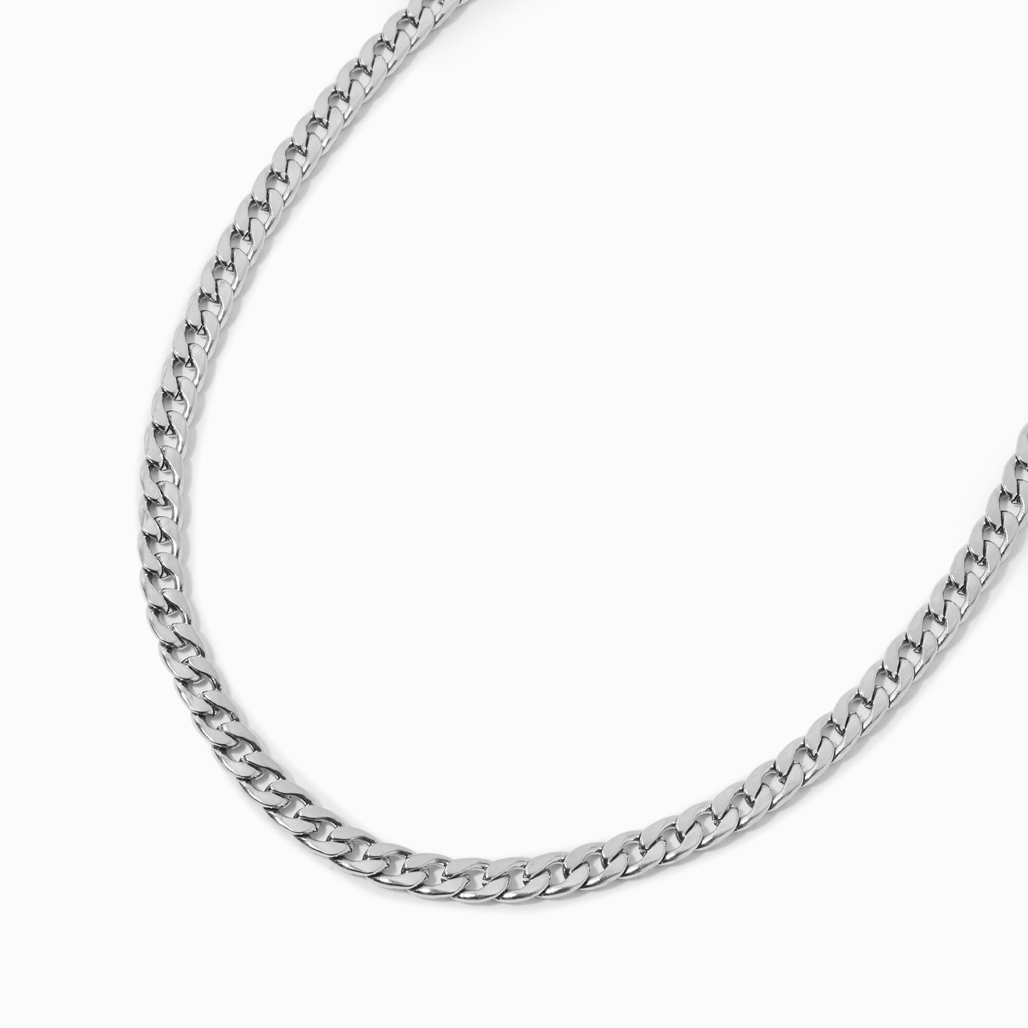View Claires Tone Stainless Steel 6MM Curb Chain Necklace Silver information