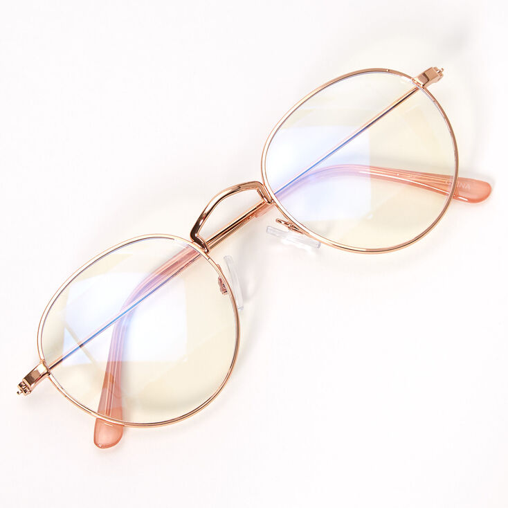 Solar Blue Light Reducing Round Clear Lens Frames - Gold,