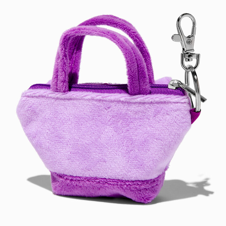 Purple Cat Mini Tote Bag Keychain,