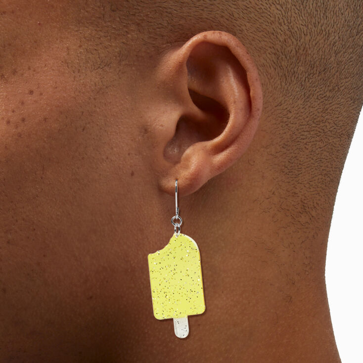 Yellow Glitter Ice Pop 2&quot; Drop Earrings,