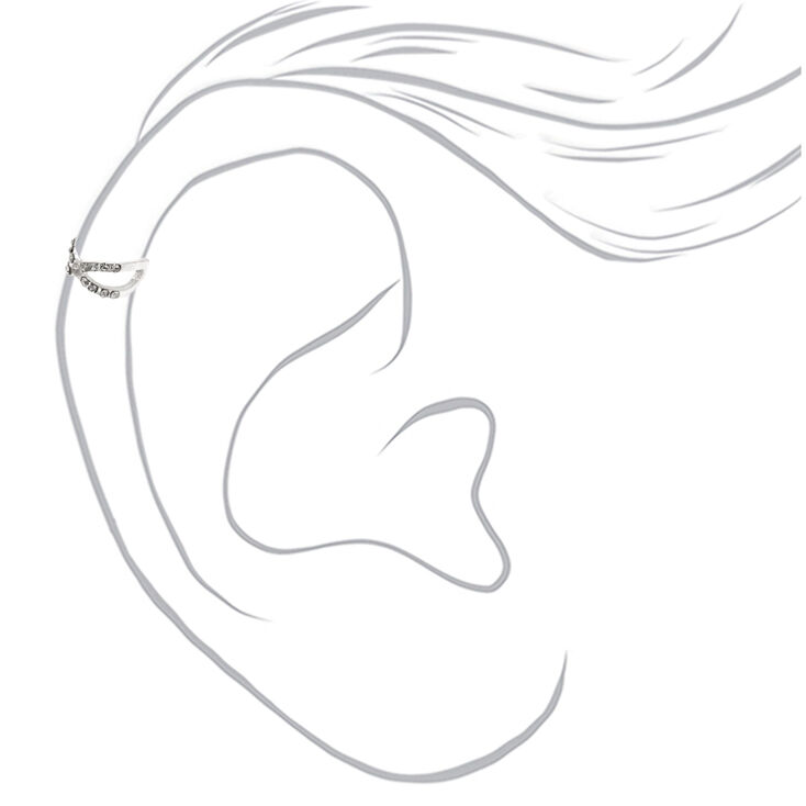 Silver Criss-Cross Embellished Ear Cuff,