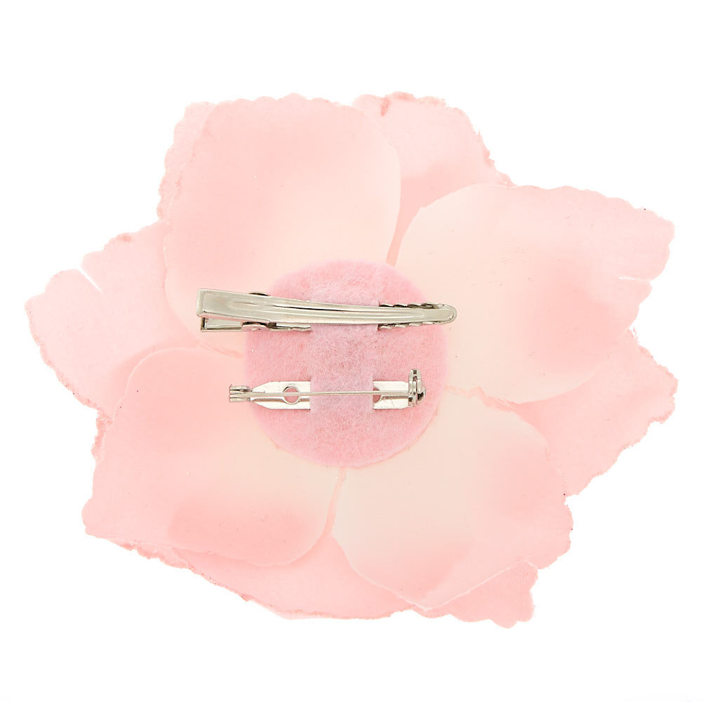 Large Rose Hair Flower Barrette - Pink,