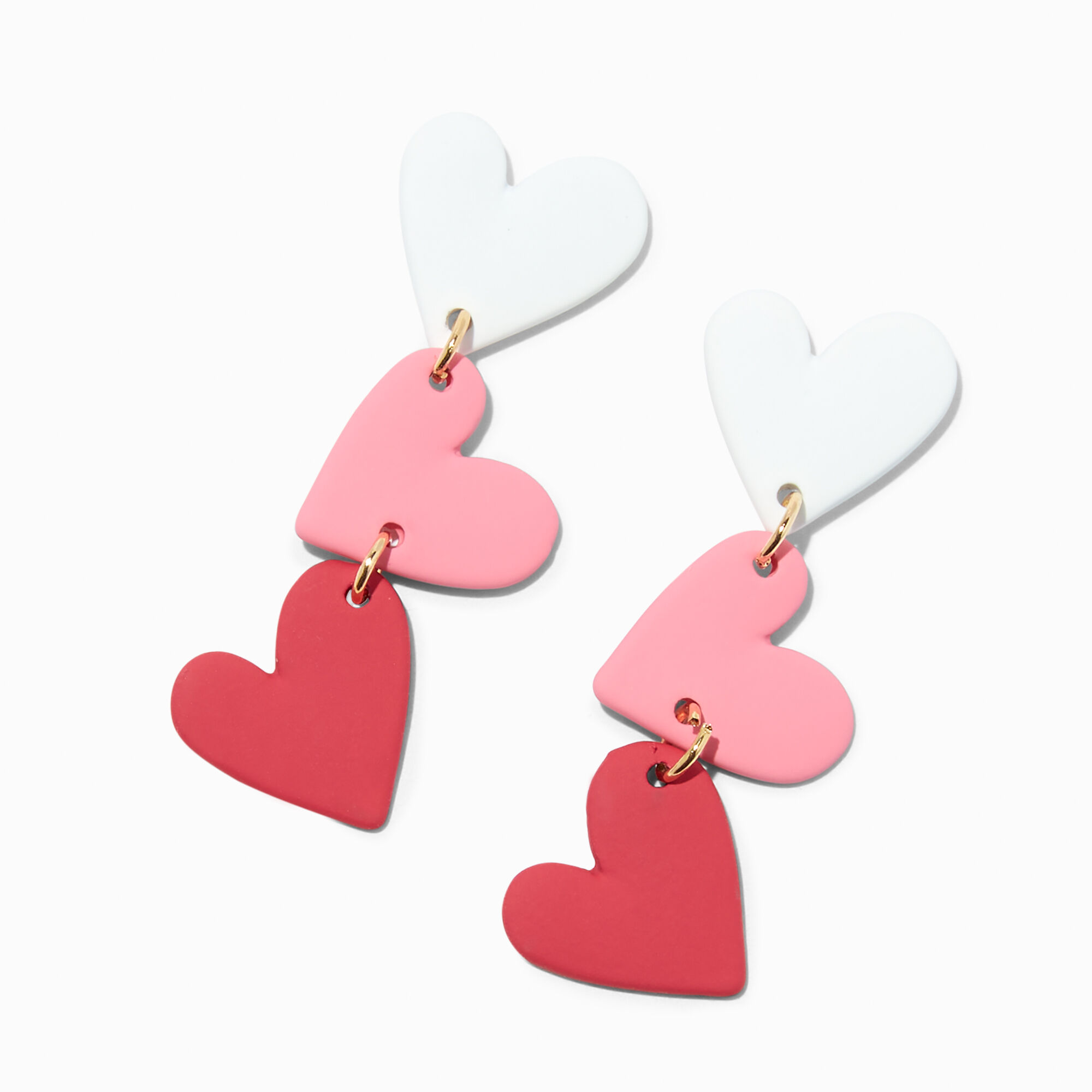 View Claires Rubber Hearts 15 Linear Drop Earrings Red information