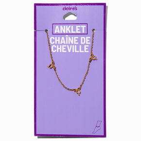 Gold-tone Multi Bow Chain Anklet,