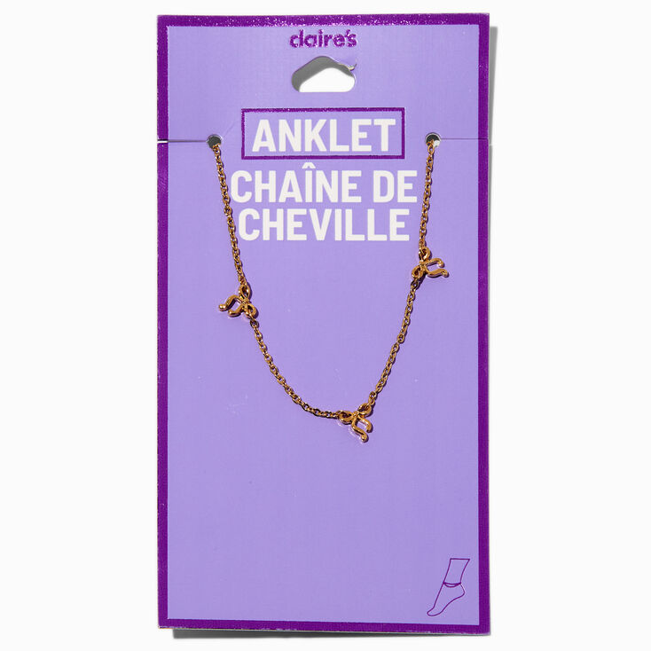 Gold-tone Multi Bow Chain Anklet,