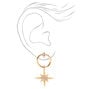 Gold 1&quot; Starburst Circle Drop Earrings,