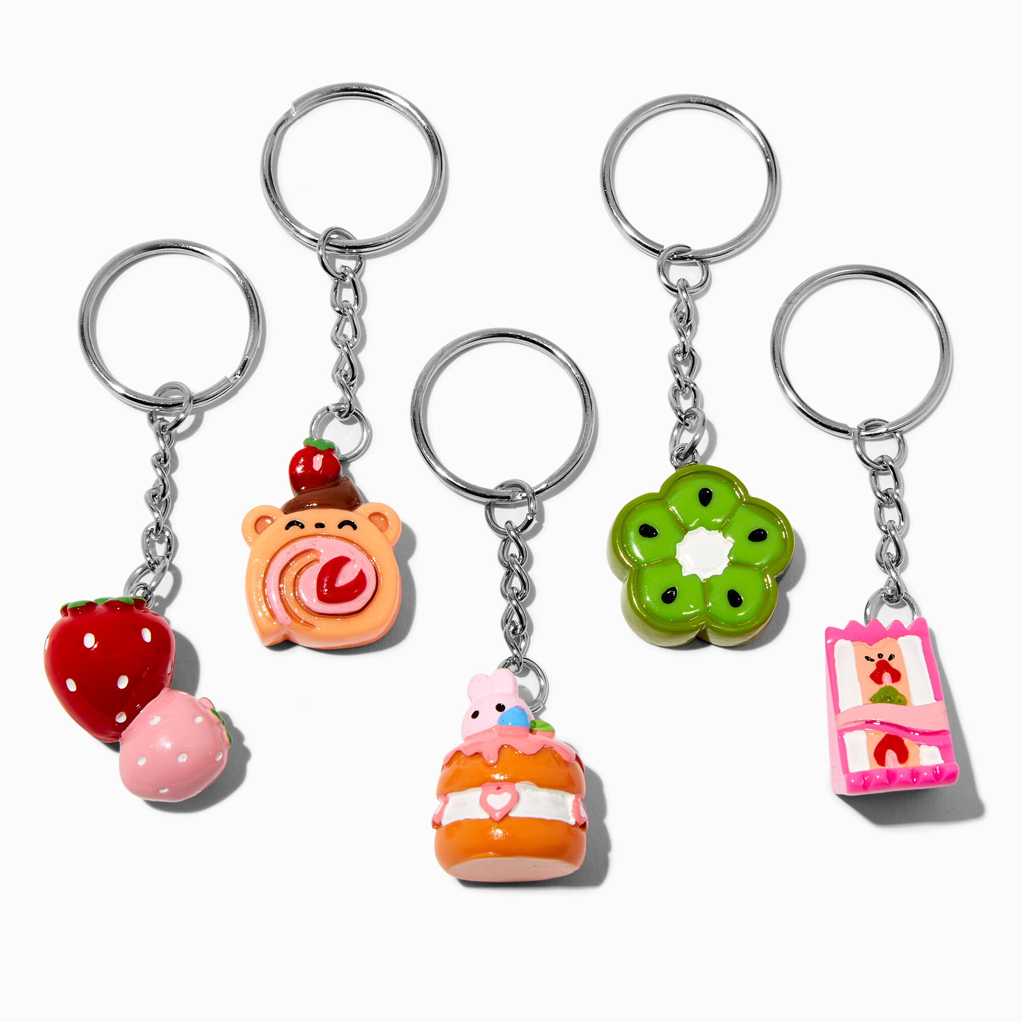 View Claires Sweets Pastry Best Friends Keyrings 5 Pack Silver information
