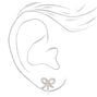 Silver Crystal Bow Clip-On Earrings,