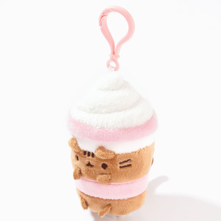 Porte-cl&eacute;s jouet en peluche caf&eacute; glac&eacute; de petite taille Pusheen&reg;,