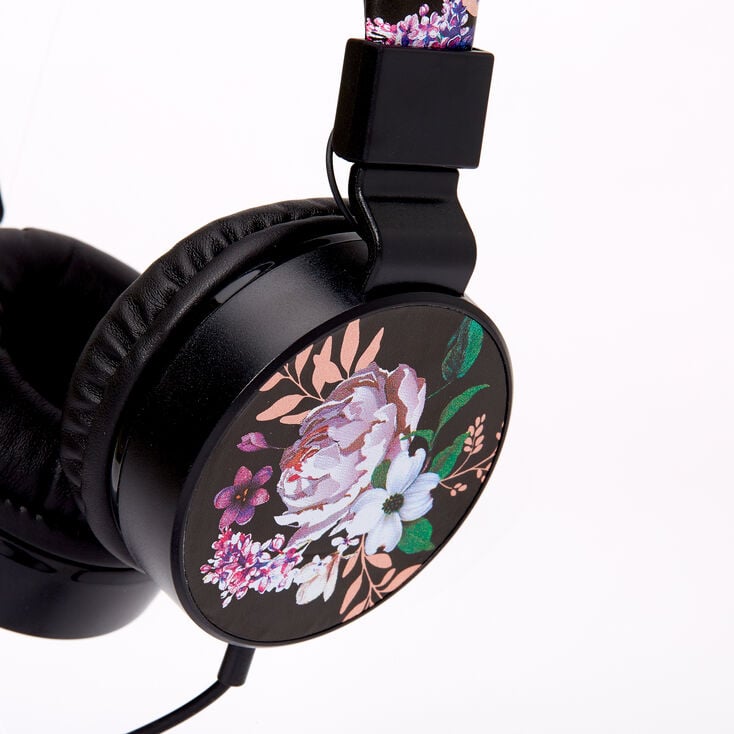 Floral Headphones - Black,