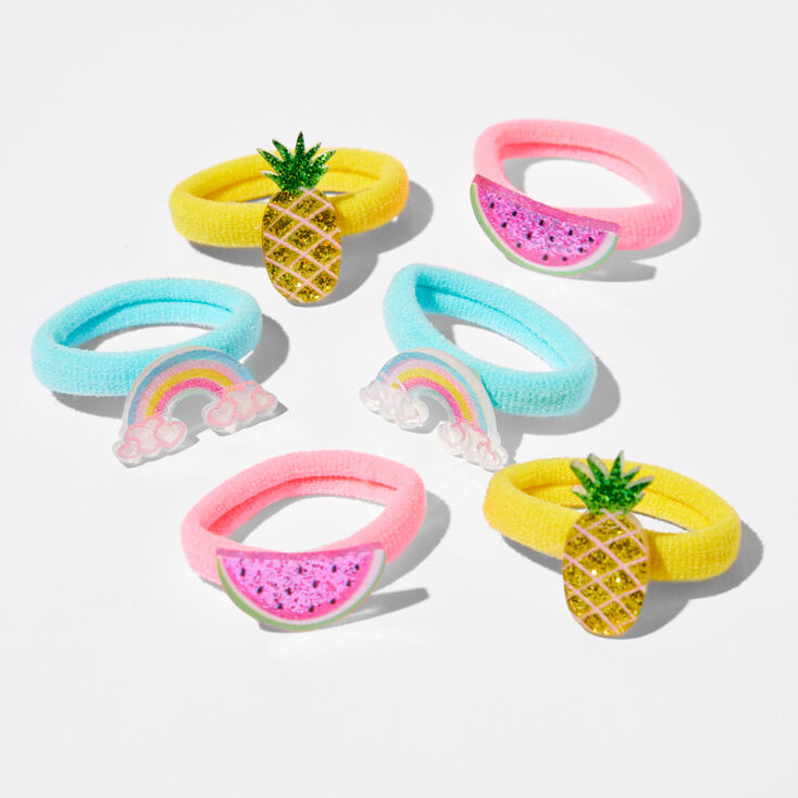 Claire&#39;s Club Glitter Fruit Hair Ties - 6 Pack,