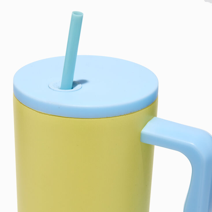 Yellow Colourblock Stainless Steel Handled Tumbler,