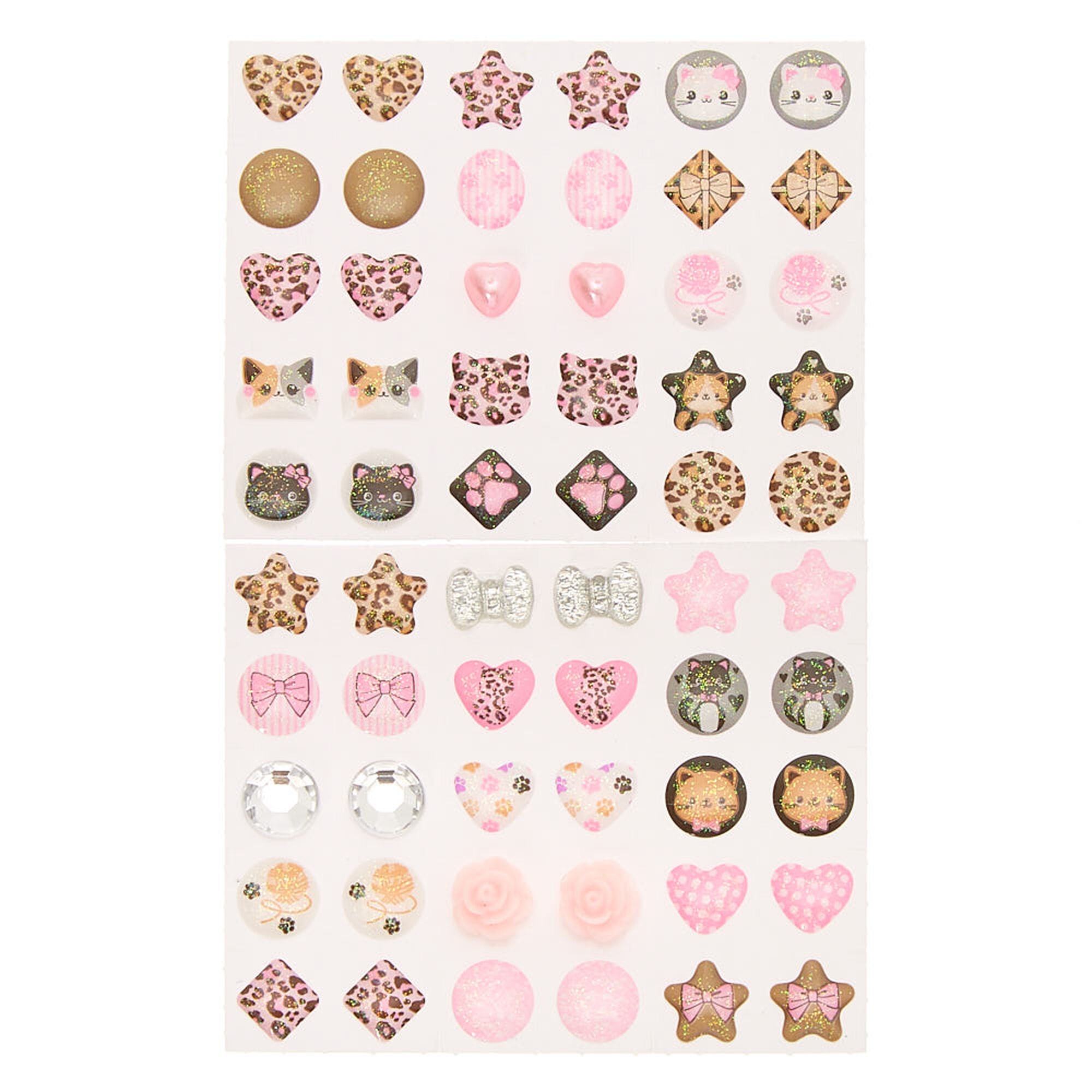 Claire's Club Cheetah Print Stick-On Earrings - 30 Pack,