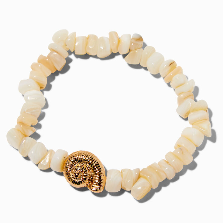 Gold-tone Nautilus Shell Chip Stretch Bracelet ,