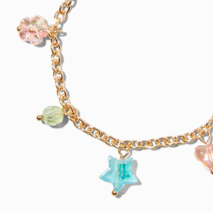 Gold-tone Uptown Iridescent Charm Bracelet Set - 2 Pack,