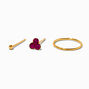Gold-tone Pink Stone 22G Nose Studs &amp; Hoop - 3 Pack,