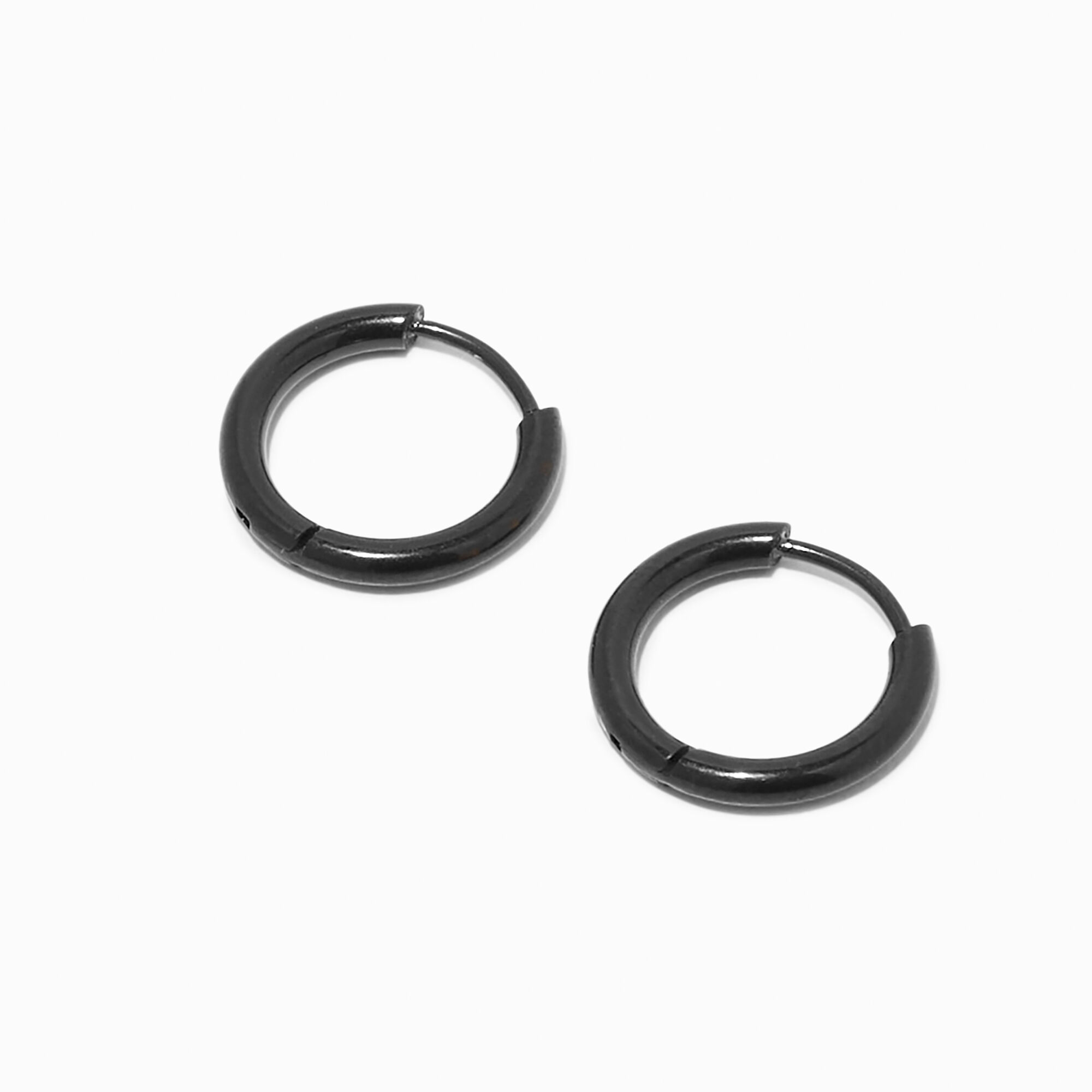 View Claires Titanium 10MM Tube Hoop Earrings Black information