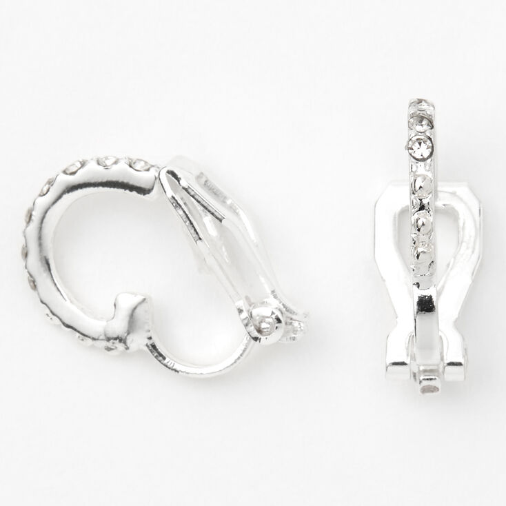 Silver 10MM Crystal Clip On Earrings,