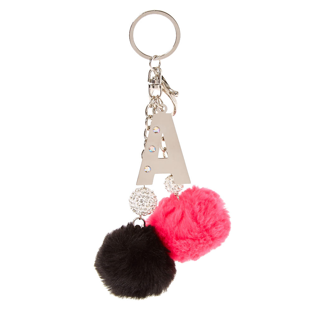 pom pom keyring with initial